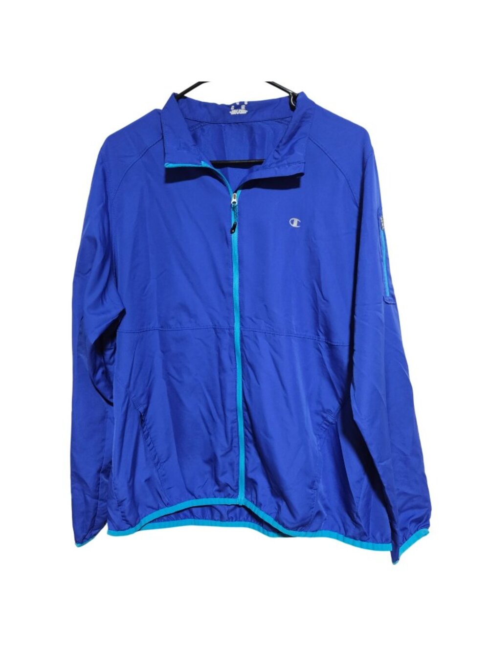 Champion Elite Jacket Size XL Blue Windbreaker Lightweight Zipper Arm Pocket